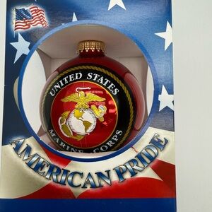 Christmas Krebs US Marine Corps Glass Ornament American Pride 3 in Red Military